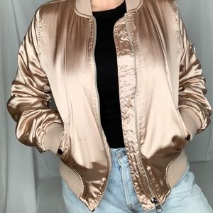 TOPSHOP Satin Dusty Pink Bomber Jacket